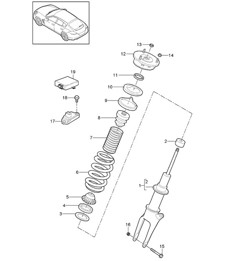 Suspension / Shock absorber strut (PR:475, PASM) Panamera 970 (G1) 2010-16