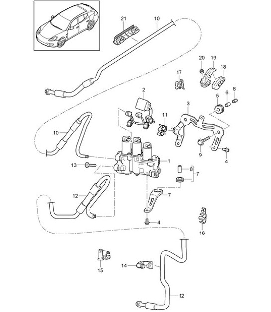 Diagram 402-020 Porsche Boxster 986/987/981 (1997-2016) Essieu avant, Direction 