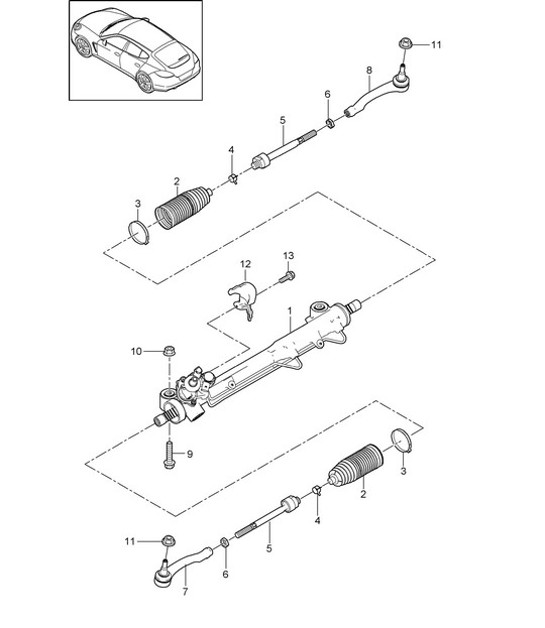 Diagram 403-000 Porsche Boxster 986/987/981 (1997-2016) Front Axle, Steering 
