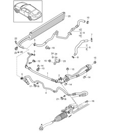 Power steering / Lines / Oil cooler (Model: CWAA,CWFA, CWF,CWDA, CWD,CRCB, CRCC,CGEA, CGE,CGFA, CWBA,CWB, CXPA,CXRA, CXR,CWJA+ PR:-351,-355) Panamera 970 (G1) 2014>>