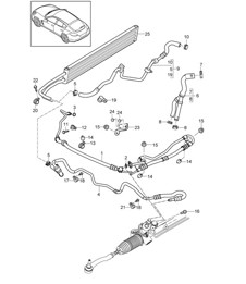 Power steering /  Lines / Oil cooler (Model:  CWAA,CWFA, CWF,CWDA, CWD,CWBA, CWB,CGEA, CGE,CGFA, CRCB,CRCC, CXPA,CXRA, CXR,CWCA, CWC+ PR:351,355) Panamera 970 (G1) 2014>>