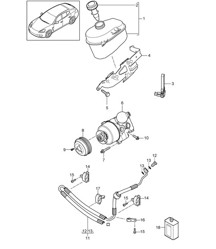 Servosterzo / Pompa tandem / Contenitore olio / Tubo pressione / - PDCC - (Modello: CWAA,CXNA, CXPA,CXRA, CXR,CWBA, CWB,CWCA, CWC,CWDA, CWD,CWFA, CWF+ PR:351,355) Panamera 970 ( G1) 3,0 L / 3,6 L / 4,8 L 2014&gt;&gt;