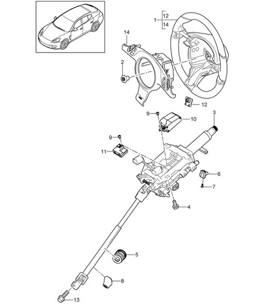 Diagram 403-050 Porsche Cayenne V6 3.6L Essence 300 ch Essieu avant, Direction 
