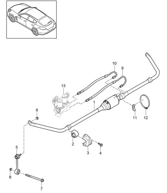Diagram 501-025 Porsche Panamera 970 MK1 (2009-2013) Asse posteriore