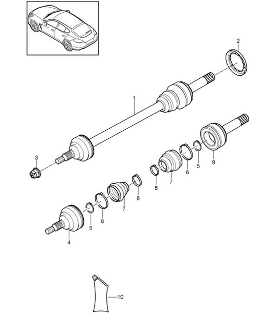 Diagram 501-040 Porsche 997 Carrera 2S 3.8L 2005 年>> 后轴