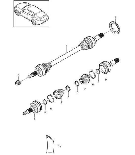 Diagram 501-045 Porsche Cayman S 3.4L 987C 2005-08 Asse posteriore