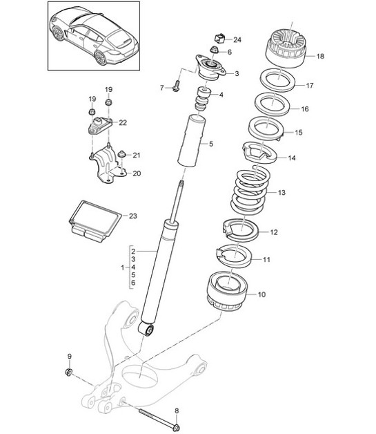 Diagram 502-000 Porsche Panamera V6 3.6L 2WD (310 ch) Essieu arrière