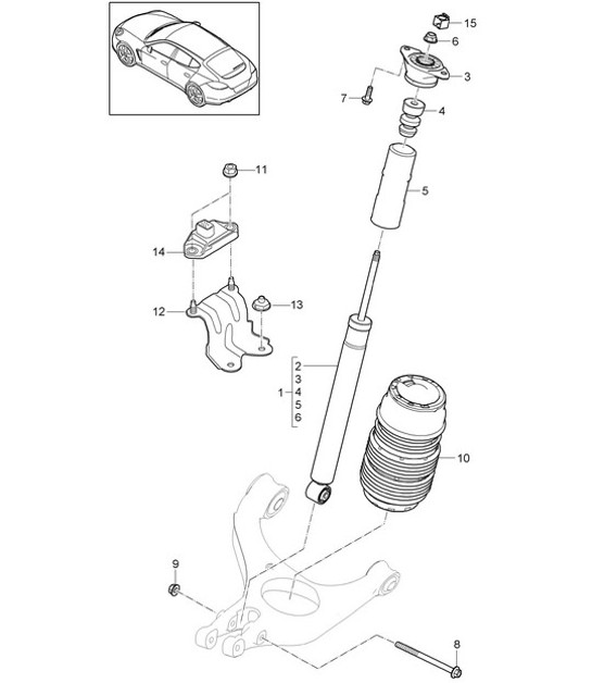 Diagram 502-010 Porsche 993 (911) C4S 1994-97 Essieu arrière
