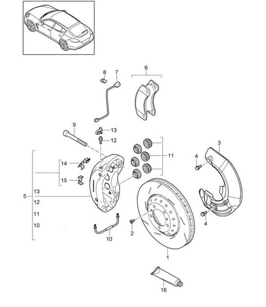 Diagram 602-007 Porsche Boxster 718 2.0L 手动（300 马力） 车轮、制动器