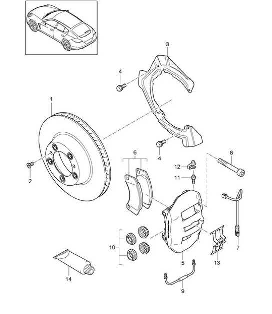 Diagram 603-012 Porsche Panamera 4S V6 Turbo 3.0L 4WD (420 CV) Ruote, freni