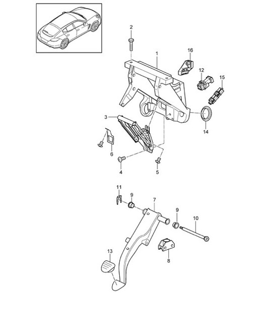 Diagram 702-005 Porsche 开曼 S 3.4L 987C 2005-08 手柄系统、踏板组 