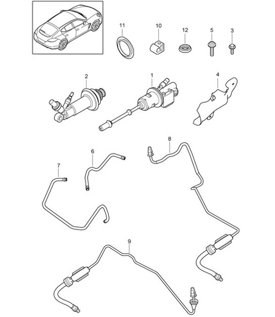 Diagram 702-010 Porsche Cayenne MK1 (955) 2003-2006 Sistema de palanca manual, conjunto de pedales 