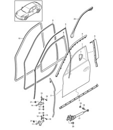 FRONT Door shell / Gaskets  Panamera 970 (G1) 2010-16