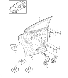 Window regulator / Assembly carrier - REAR - Panamera 970 (G1) 2010-16