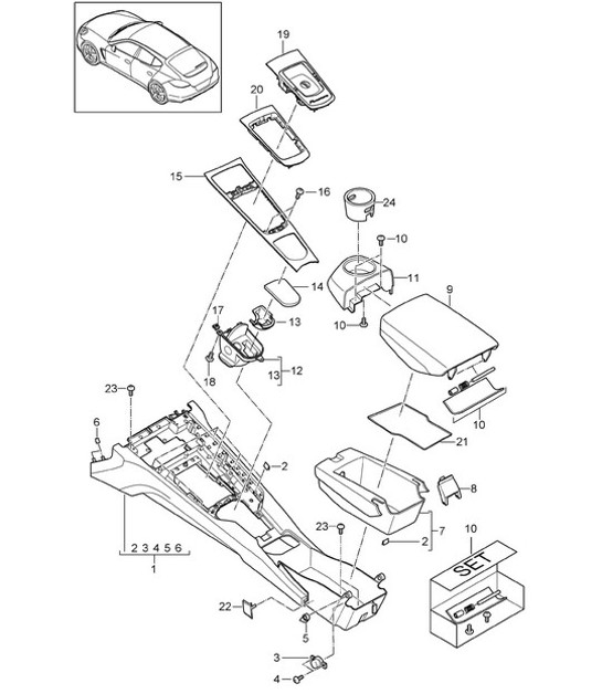 Diagram 809-025 Porsche Panamera 970 MK1 (2009-2013) Carrosserie