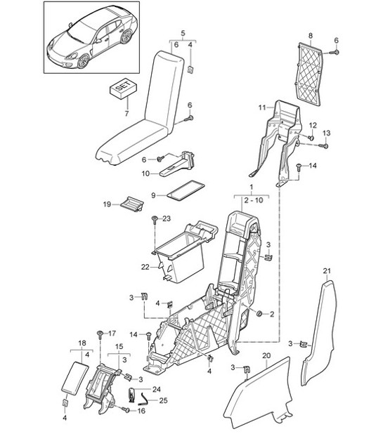 Diagram 809-043 Porsche Panamera 970 MK2 (2014-2016) Carrosserie