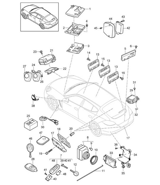 Diagram 901-004 Porsche Cayman 987C/981C (2005-2016) Materiale elettrico