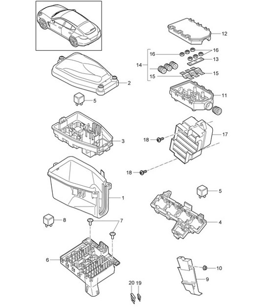 Diagram 902-000 Porsche Cayenne GTS V8 4.8L benzina 400 CV Materiale elettrico