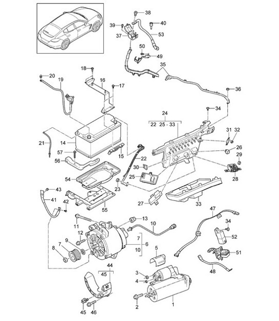Diagram 902-005 Porsche Cayman 987C/981C (2005-2016) Electrical equipment