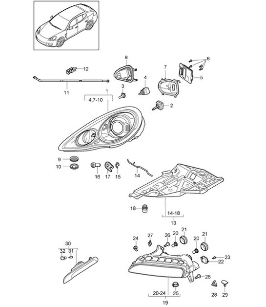 Diagram 905-002 Porsche 996 C2 3.6L 09/01-2005 Materiale elettrico
