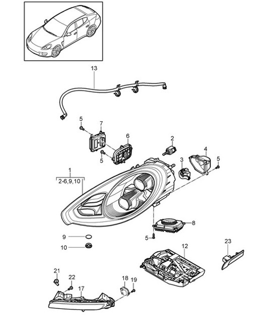 Diagram 905-003 Porsche Cayman 2.9L 987C MKII 2009-12 Electrical equipment
