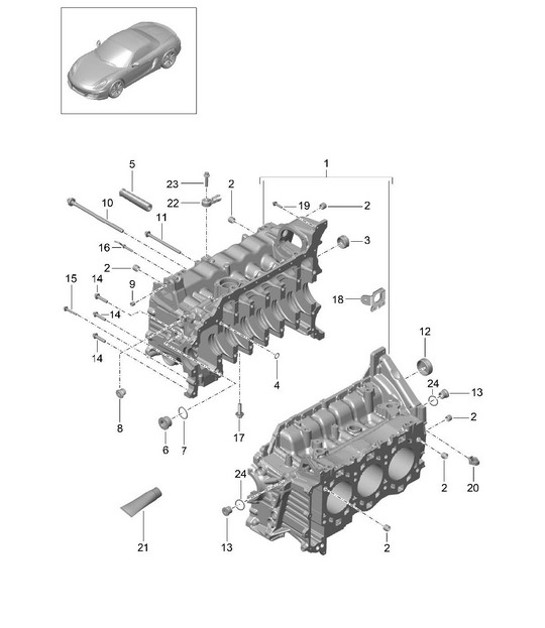 Diagram 101-005 Porsche Boxster 986/987/981（1997 年 - 2016 年） 引擎