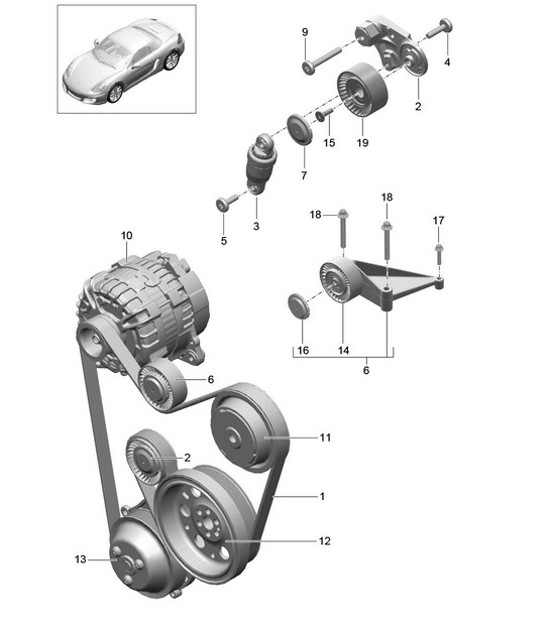 Diagram 101-010 Porsche Boxster 986/987/981 (1997-2016) Moteur