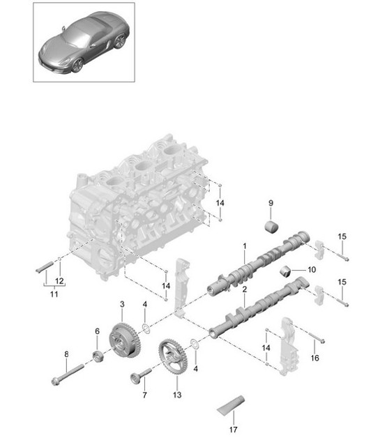 Diagram 103-010 Porsche Cayman 987C/981C (2005-2016) Motore