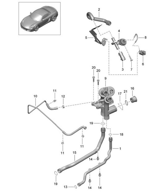 Diagram 105-005 Porsche 996 C4 3.4L 1997-08/01 引擎