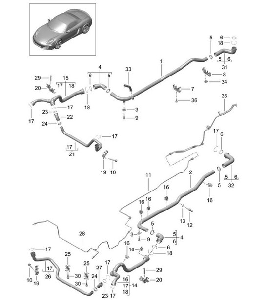 Diagram 105-010 Porsche Cayenne S V8 4.8L benzina 400 CV Motore