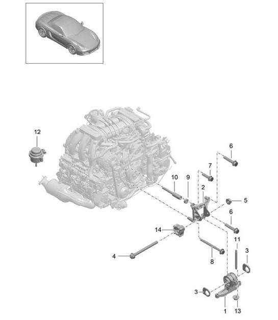 Diagram 109-000 Porsche 开曼 S 3.4L 987C 2005-08 引擎