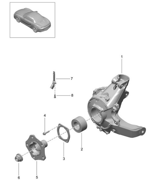 Diagram 501-000 Porsche Cayman S 3.4L 987C 2005-08 Asse posteriore