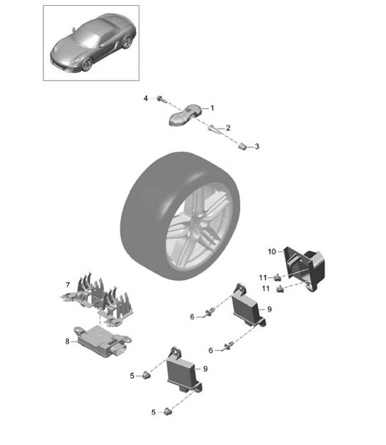 Diagram 601-005 Porsche 996 涡轮 2000-05 车轮、制动器