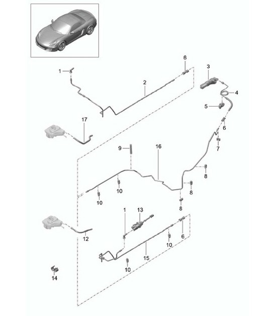 Diagram 702-008 Porsche 996 C2 3.4L 1997-08/01 手柄系统、踏板组 