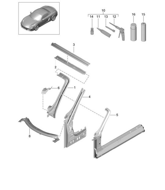 Diagram 801-045 Porsche Panamera 4S V6 Turbo 3.0L 4WD Executive Carrosserie