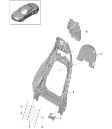 Backrest frame / Lumbar support / sports seat / Accessories 981 Boxster / Boxster S 2012>>