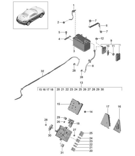 Diagram 902-006 Porsche 991 Carrera C4S 3.8L (400 ch) Équipement électrique