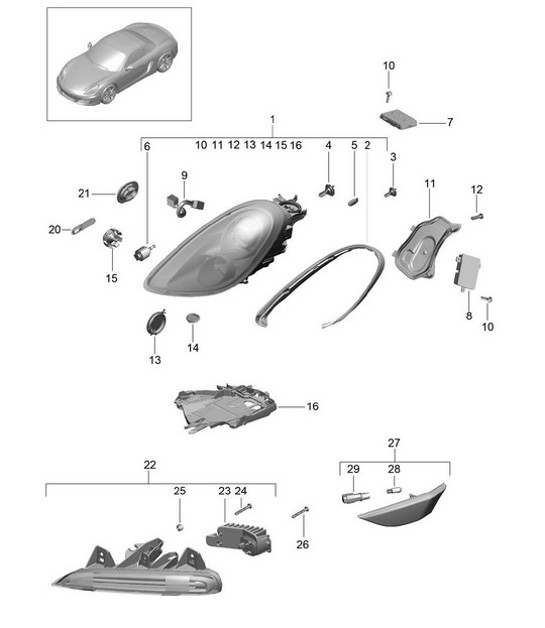 Diagram 905-002 Porsche 356C 1963-65 Materiale elettrico