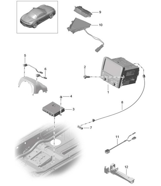 Diagram 911-000 Porsche 开曼 S 3.4L 987C 2005-08 电子设备