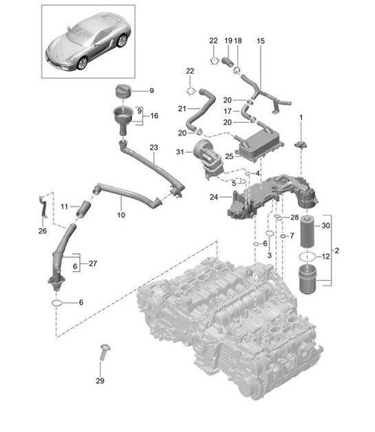 Diagram 104-005 Porsche 996 TURBO 2000-05 Motor