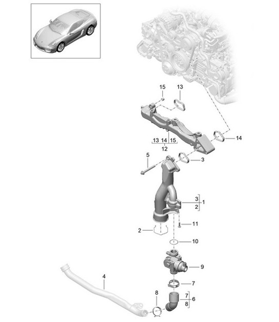 Diagram 105-003 Porsche Cayenne Turbo / Turbo S 4.8L 2007>> Motore
