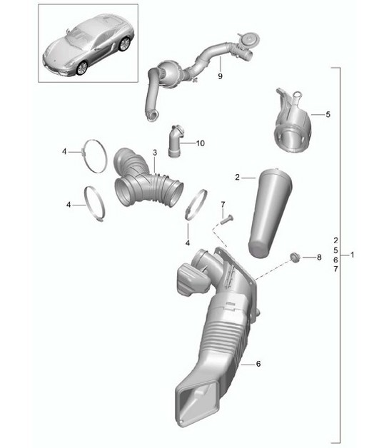 Diagram 106-000 Porsche 996 TURBO 2000-05 Engine