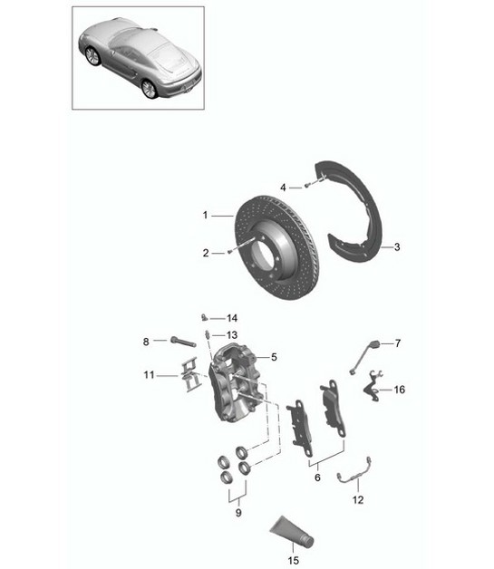 Diagram 603-000 Porsche Cayman 987C/981C (2005-2016) Ruote, freni