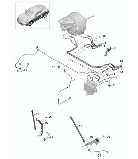 Diagram 604-005 Porsche Boxster S 718 2.5L Manual (350 ch) Roues, Freins
