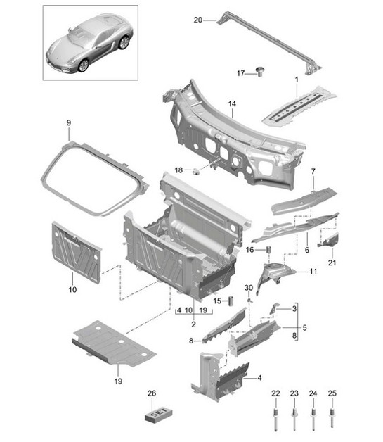 Diagram 801-010 Porsche Macan Turbo 3.6L V6 400 CV Carrocería