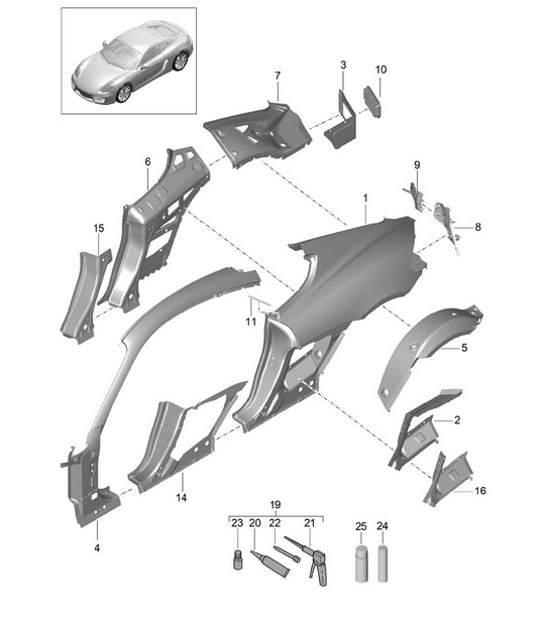 Diagram 801-050 Porsche Cayman 987C/981C (2005-2016) Carrosserie