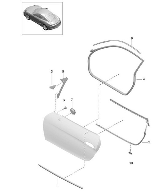 Diagram 804-010 Porsche Cayman 987C/981C (2005-2016) Carrosserie