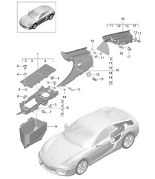 Linings / Engine bay - Side Rear - 981C Cayman / Cayman S 2014-16