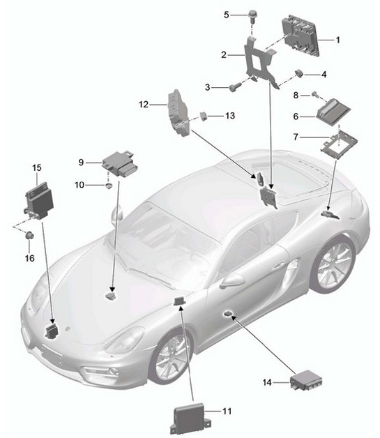 Diagram 901-003 Porsche 996 C4 3.4L 1997-08/01 电子设备