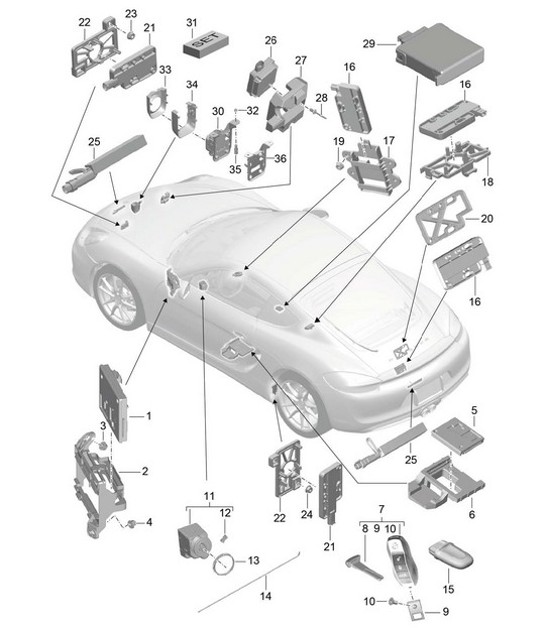 Diagram 901-004 Porsche 996 (911) (1997-2005) Équipement électrique